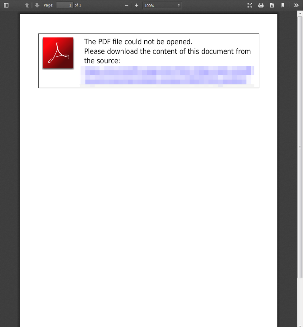 Example PDF attachment that contains malicious URL