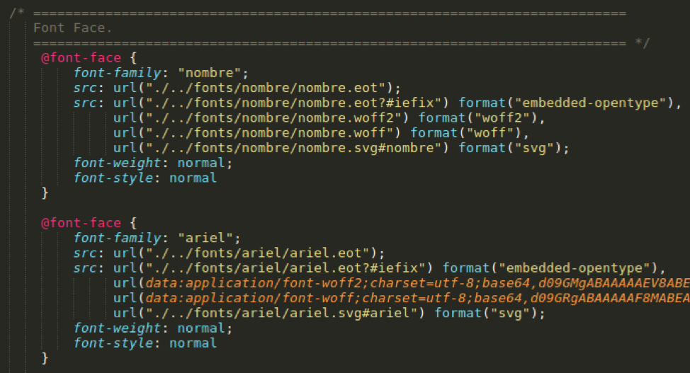 CSS @font-face rule from phishing landing page source code