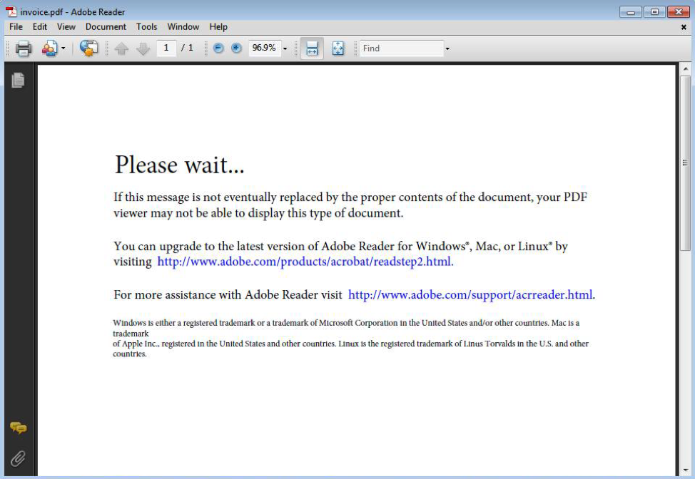 PDF attachment containing URL linking to fake “Adobe PDF Plugin” page