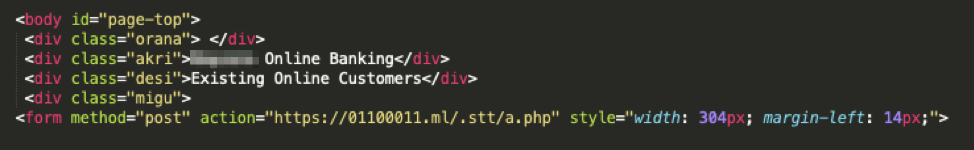 Deobfuscated source code in app-l0gin-<bankname> [.] github [.] io