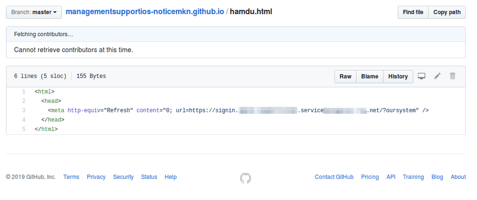 Example of HTTP redirect in public GitHub account