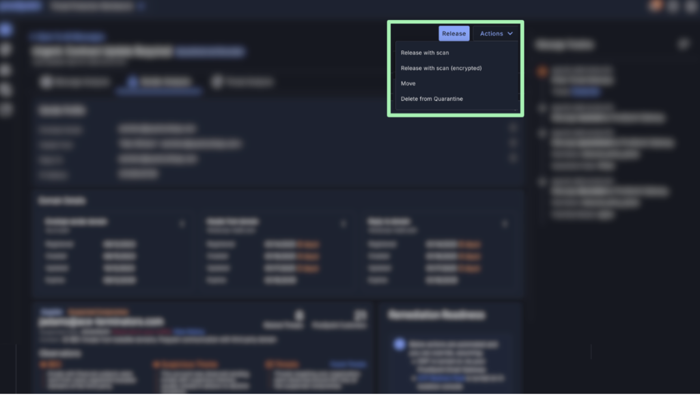In der Proofpoint Threat Protection Workbench können Analysten Behebungsmaßnahmen mit einem Klick ausführen.