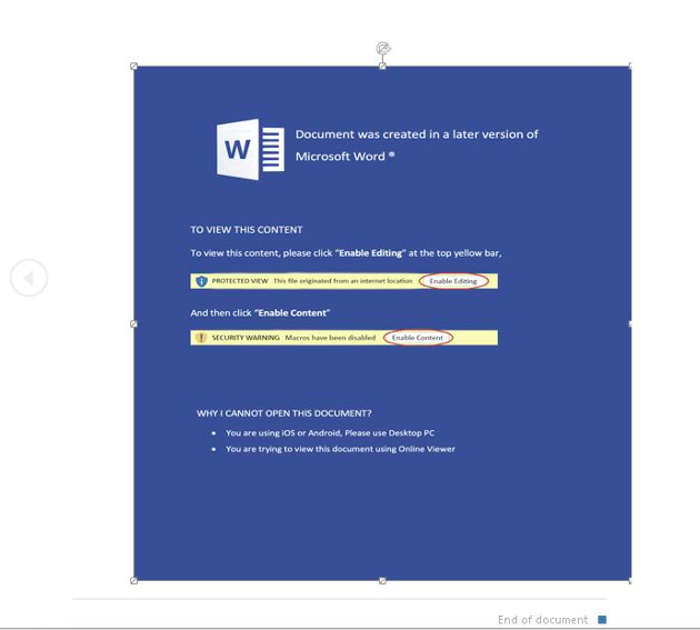 Attached Word document delivering EvilNum