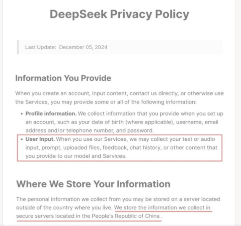 Datenschutzerklärung von DeepSeek.