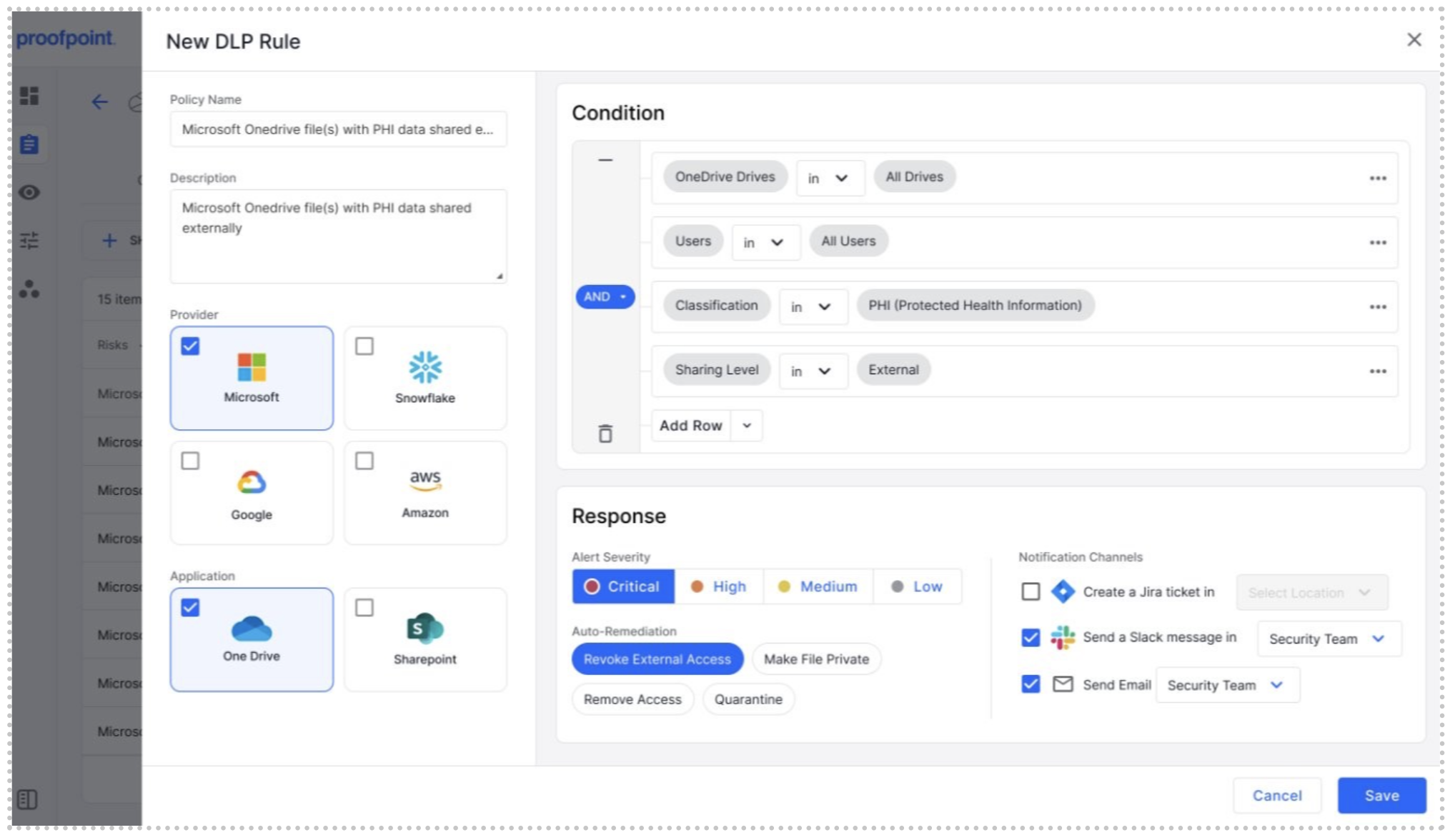 Proofpoint Data Security Posture Management removes excess privileges and prevents data exposure with one-click remediation controls, reducing manual effort for data security teams.