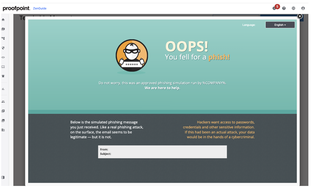 AI Phish Hooks generates Teachable Moments to help users improve detection skills.