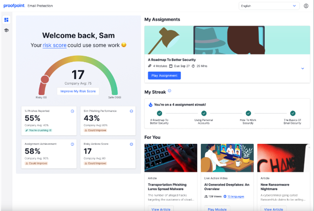 Learner Dashboard: Empowers employees to track their progress and contributions to organizational security.