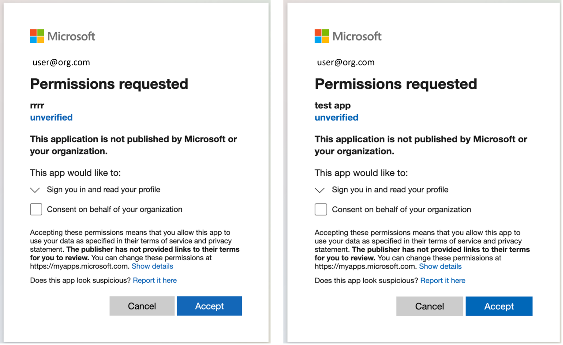 Malicious apps created within credible tenant by compromised user account and attributed to MACT Campaign 1445