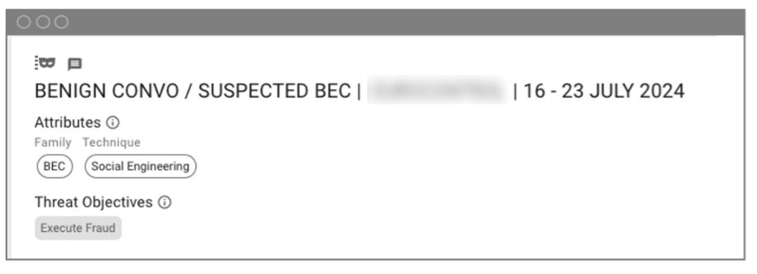 Tableau de bord Proofpoint&nbsp;TAP signalant les attaques&nbsp;BEC et d’ingénierie sociale