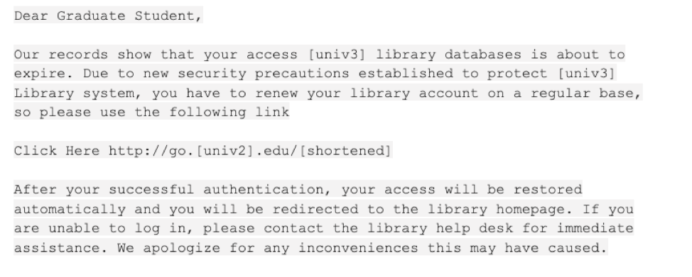 Silent Librarian email message body template