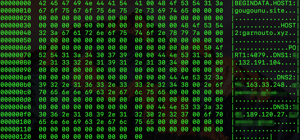 Decrypted malware configuration