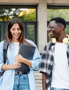 students talking