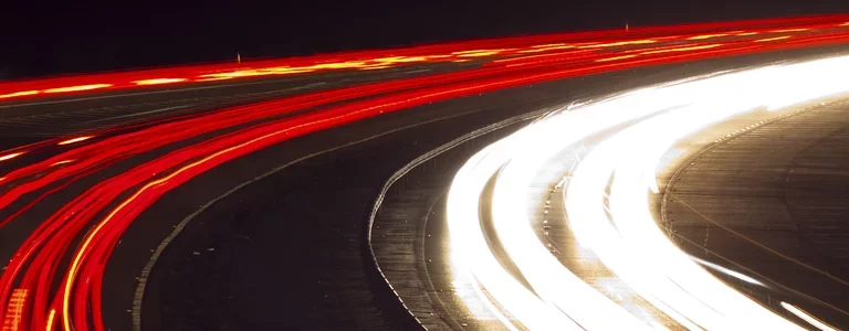 Long exposure of highway traffic at night