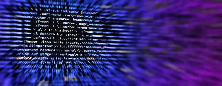 Closeup of computer code with a zooming in effect