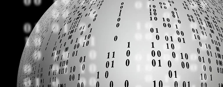 Closeup of binary code in black on a white background