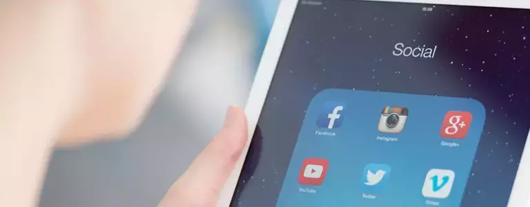 Tablet with social media application icons