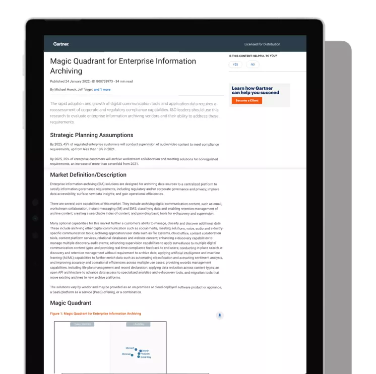 2022 Magic Quadrant for Enterprise Information Archiving