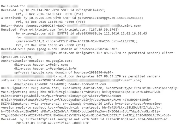 Email technical hidden header