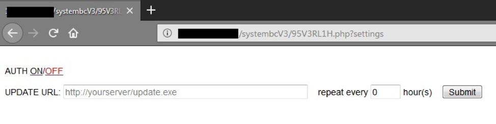 Section of SystemBC Administrator Panel